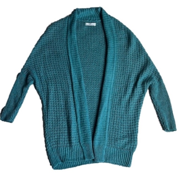 Oversized Cardigan Waffle Knit Teal Open Front Abercrombie & Fitch Cardigan - Picture 6 of 12